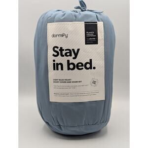 Dormify Twin/Twin XL Blue Velvet Duvet Cover (68"x92") and Sham (20"x26") Set